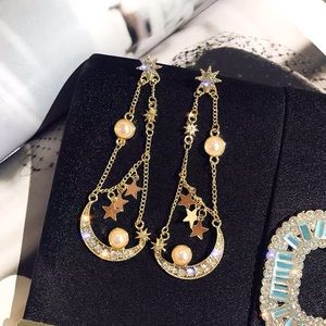 moon and star dangle/drop earring